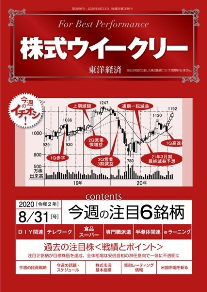 株式ウイークリー 2020年8月31日号 (発売日2020年08月31日) 表紙