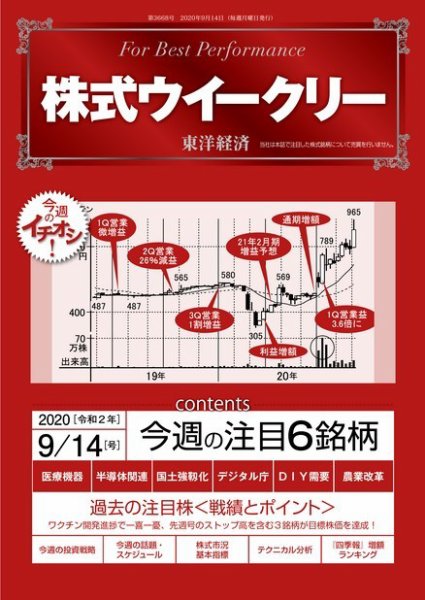 株式ウイークリー 2020年9月14日号 (発売日2020年09月14日) 表紙