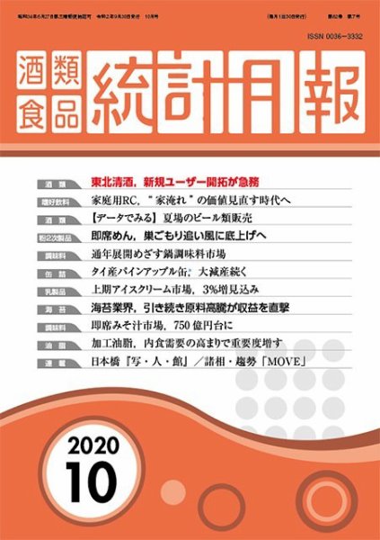 酒類食品統計月報 2020年10月 (発売日2020年09月30日) 表紙