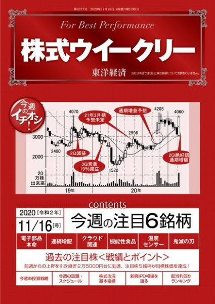 株式ウイークリー 2020年11月16日号 (発売日2020年11月16日) 表紙
