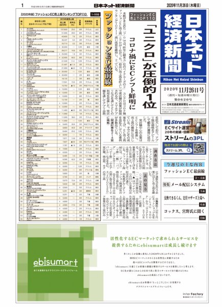 日本ネット経済新聞 0620 (発売日2020年11月26日) 表紙
