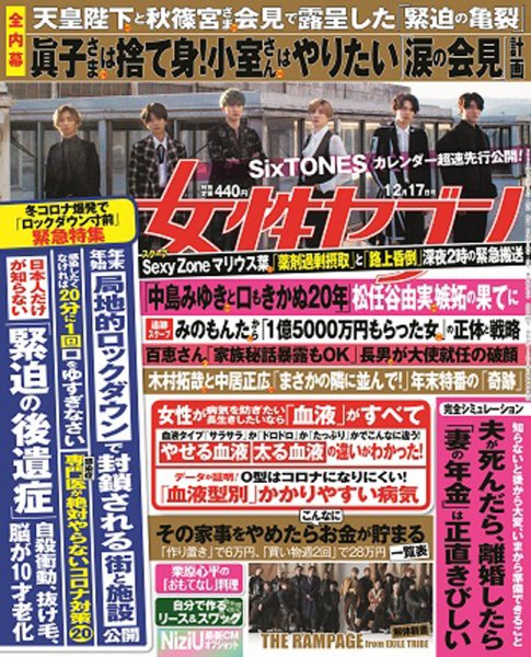 週刊女性セブン 2020年12/17号 (発売日2020年12月03日) 表紙