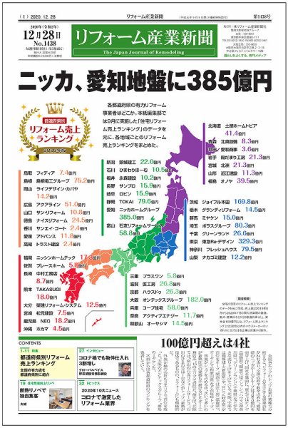 リフォーム産業新聞 20/12/28発売号 (発売日2020年12月28日) 表紙