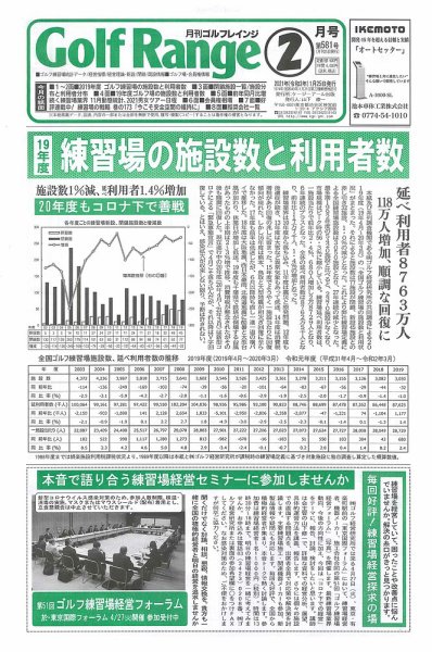 月刊ゴルフレインジ（Golf Range） 第581号 (発売日2021年01月25日) 表紙