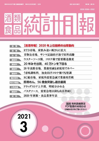 酒類食品統計月報 2021年3月 (発売日2021年02月28日) 表紙