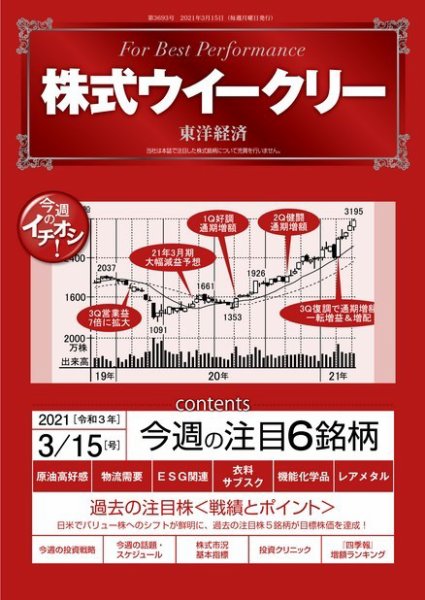 株式ウイークリー 2021年3月15日号 (発売日2021年03月15日) 表紙