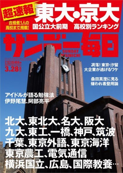 サンデー毎日 2021年3/28号 (発売日2021年03月12日) 表紙