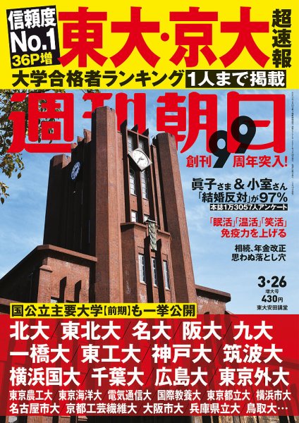 週刊朝日 2021年3/26号 (発売日2021年03月12日) 表紙