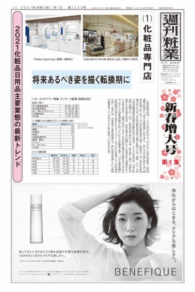 週刊粧業 第3233号 (発売日2021年01月01日) 表紙