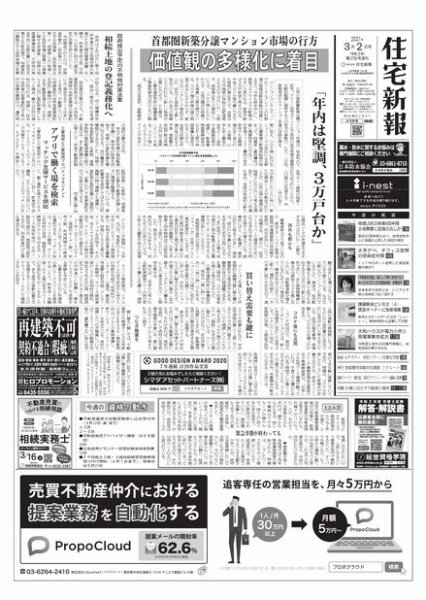 住宅新報 3/2号 (発売日2021年03月02日) 表紙