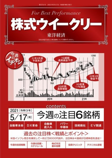 株式ウイークリー 2021年5月17日号 (発売日2021年05月17日) 表紙