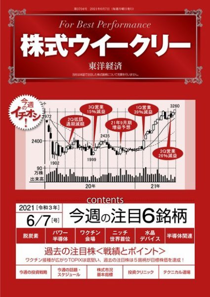 株式ウイークリー 2021年6月7日号 (発売日2021年06月07日) 表紙