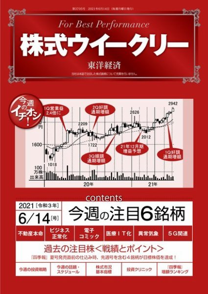 株式ウイークリー 2021年6月14日号 (発売日2021年06月14日) 表紙