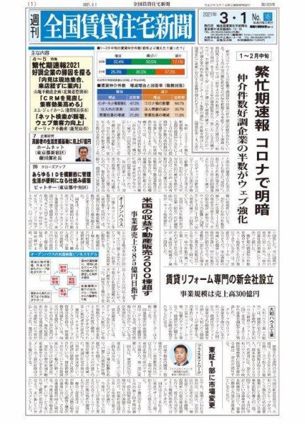 週刊 全国賃貸住宅新聞 1451 (発売日2021年03月01日) 表紙