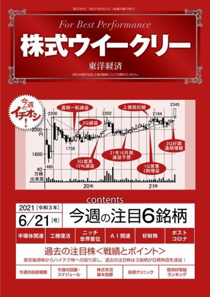 株式ウイークリー 2021年6月21日号 (発売日2021年06月21日) 表紙