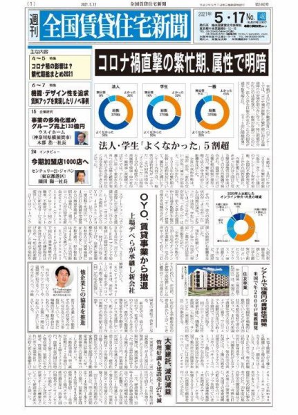 週刊 全国賃貸住宅新聞 1460 (発売日2021年05月17日) 表紙