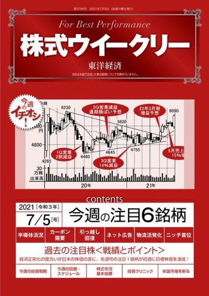 株式ウイークリー 2021年7月5日号 (発売日2021年07月05日) 表紙