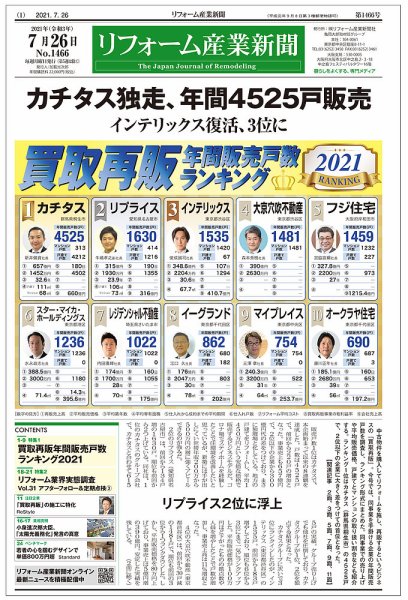 リフォーム産業新聞 21/07/26発売号 (発売日2021年07月26日) 表紙