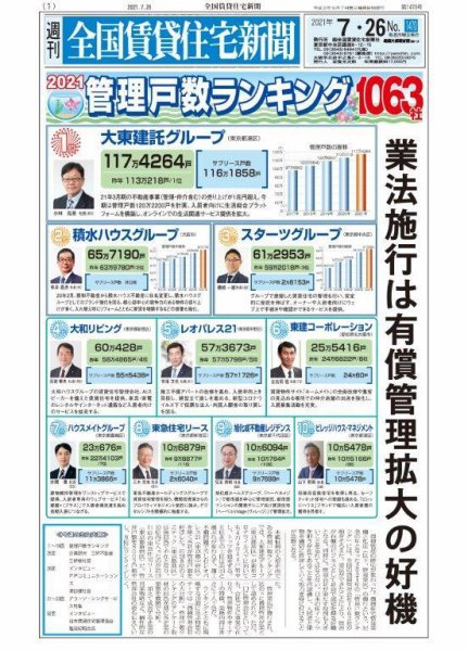 週刊 全国賃貸住宅新聞 1470 (発売日2021年07月26日) 表紙