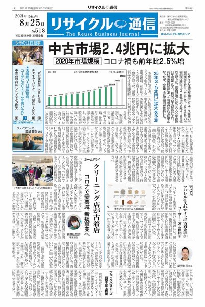 リユース経済新聞 2021年08月25日発売号 表紙