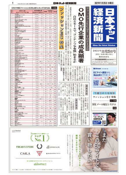 日本ネット経済新聞 0666 (発売日2021年11月25日) 表紙