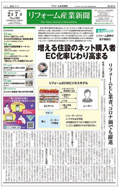 リフォーム産業新聞 22/02/07発売号 (発売日2022年02月07日) 表紙