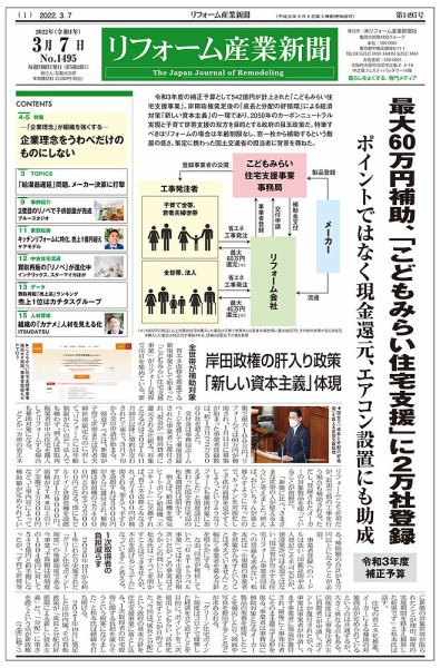 リフォーム産業新聞 22/03/07発売号 (発売日2022年03月07日) 表紙
