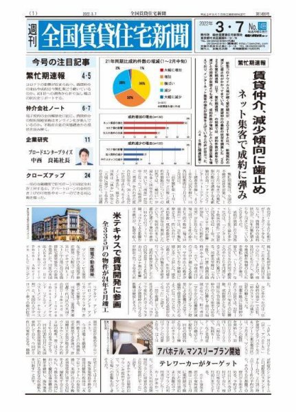 週刊 全国賃貸住宅新聞 1499 (発売日2022年03月07日) 表紙