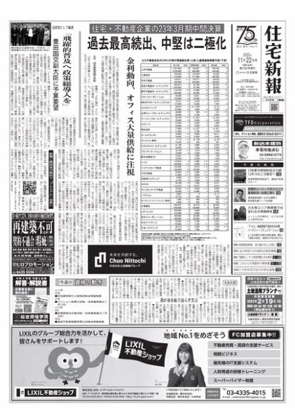 住宅新報 11/22号 (発売日2022年11月22日) 表紙