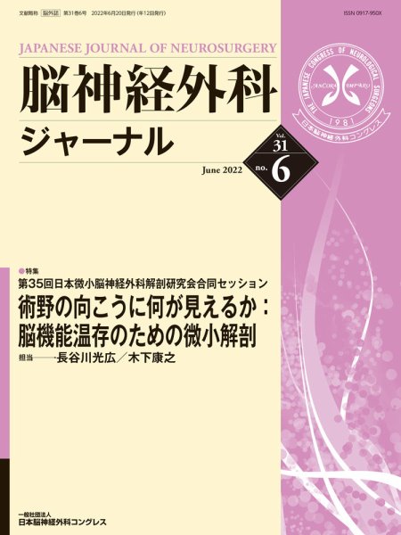 脳神経外科ジャーナル 31巻6号 (発売日2022年05月25日) 表紙