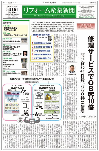リフォーム産業新聞 22/05/16発売号 (発売日2022年05月16日) 表紙