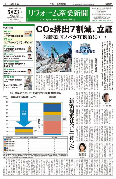 リフォーム産業新聞 22/05/23発売号 (発売日2022年05月23日) 表紙