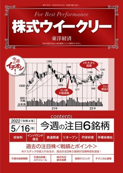 株式ウイークリー 2022年05月16日発売号 表紙