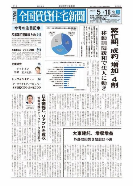 週刊 全国賃貸住宅新聞 1508 (発売日2022年05月16日) 表紙
