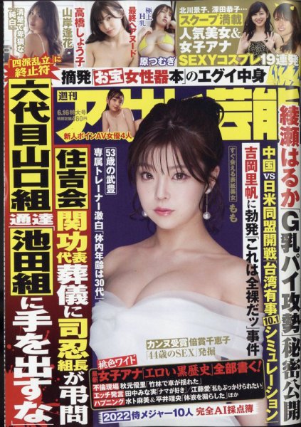 週刊アサヒ芸能 2022年6/16号 (発売日2022年06月07日) 表紙