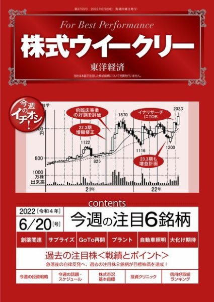 株式ウイークリー 2022年06月20日発売号 表紙
