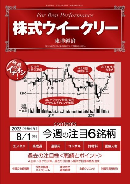 株式ウイークリー 2022年08月01日発売号 表紙