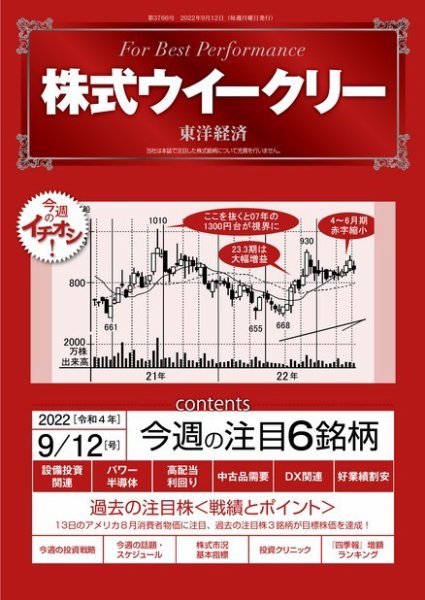 株式ウイークリー 2022年09月12日発売号 表紙