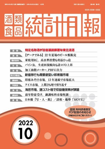 酒類食品統計月報 2022年10月 (発売日2022年09月30日) 表紙
