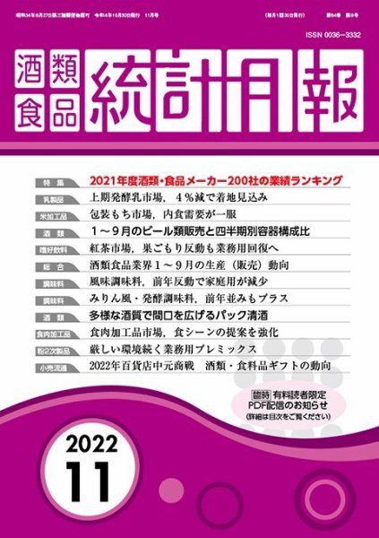 酒類食品統計月報 2022年11月 (発売日2022年10月31日) 表紙