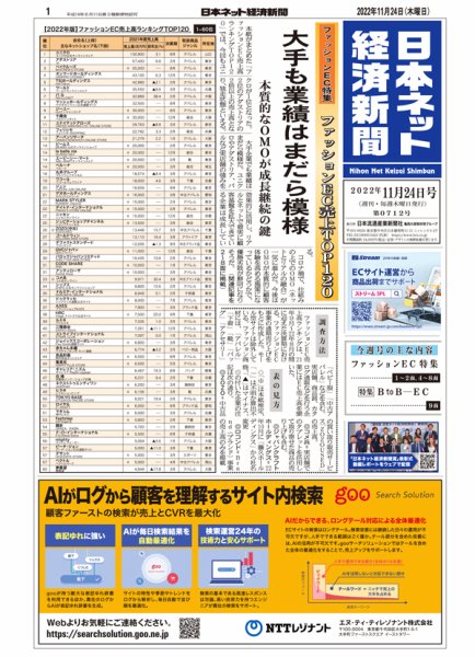 日本ネット経済新聞 0712 (発売日2022年11月24日) 表紙
