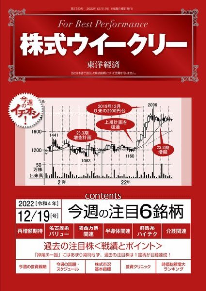 株式ウイークリー 2022年12月19日発売号 表紙