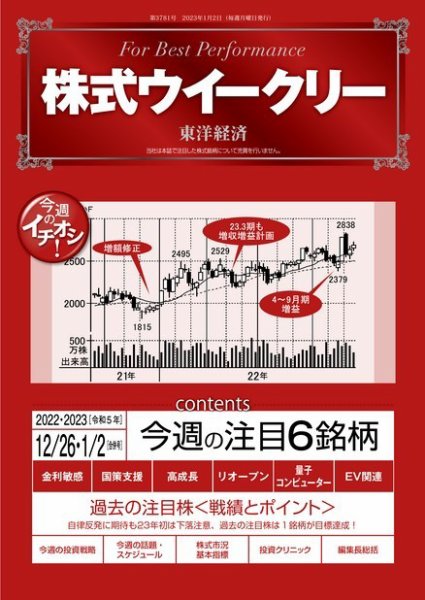 株式ウイークリー 2022年12月26日発売号 表紙