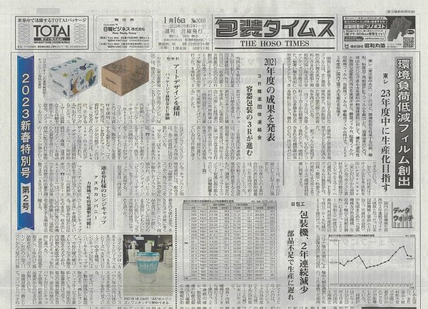 週刊包装タイムス 1月16日号 (発売日2023年01月16日) 表紙
