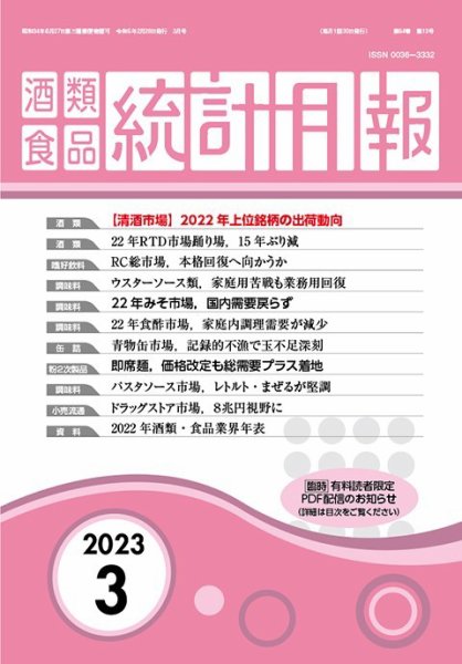 酒類食品統計月報 2023年3月 (発売日2023年02月28日) 表紙