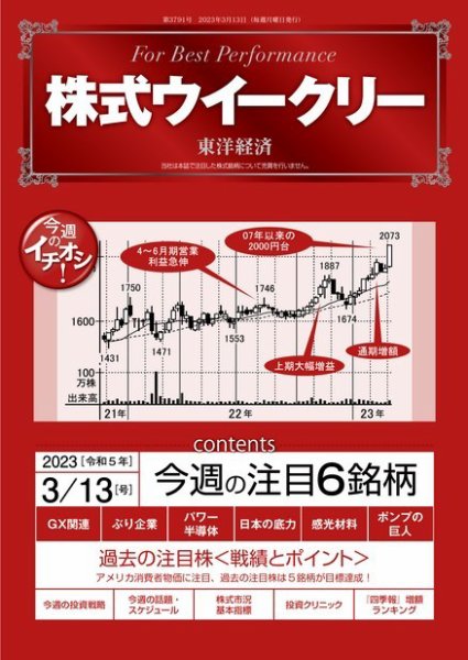 株式ウイークリー 2023年03月13日発売号 表紙