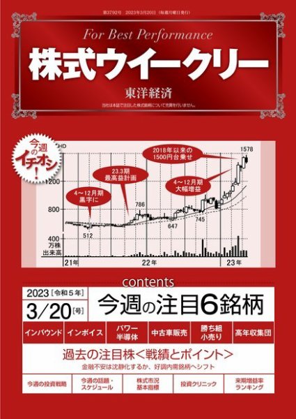 株式ウイークリー 2023年03月20日発売号 表紙