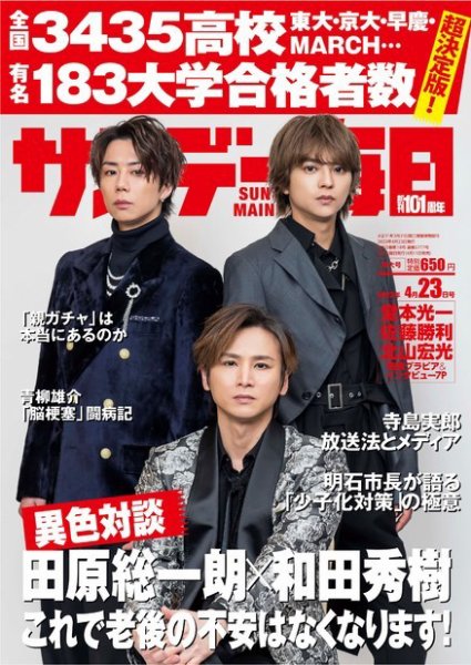 サンデー毎日 2023年4/23号 (発売日2023年04月11日) 表紙