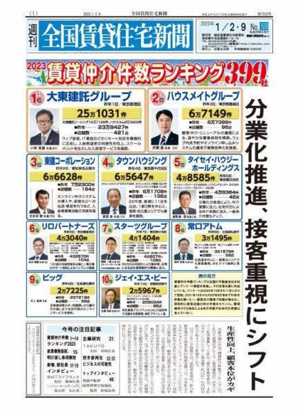 週刊 全国賃貸住宅新聞 1539 (発売日2023年01月02日) 表紙