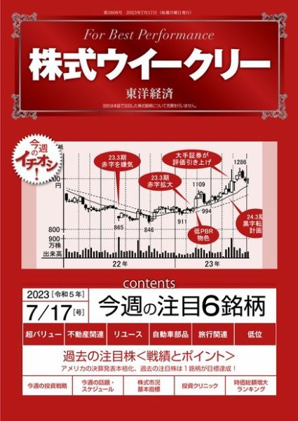 株式ウイークリー 2023年07月17日発売号 表紙